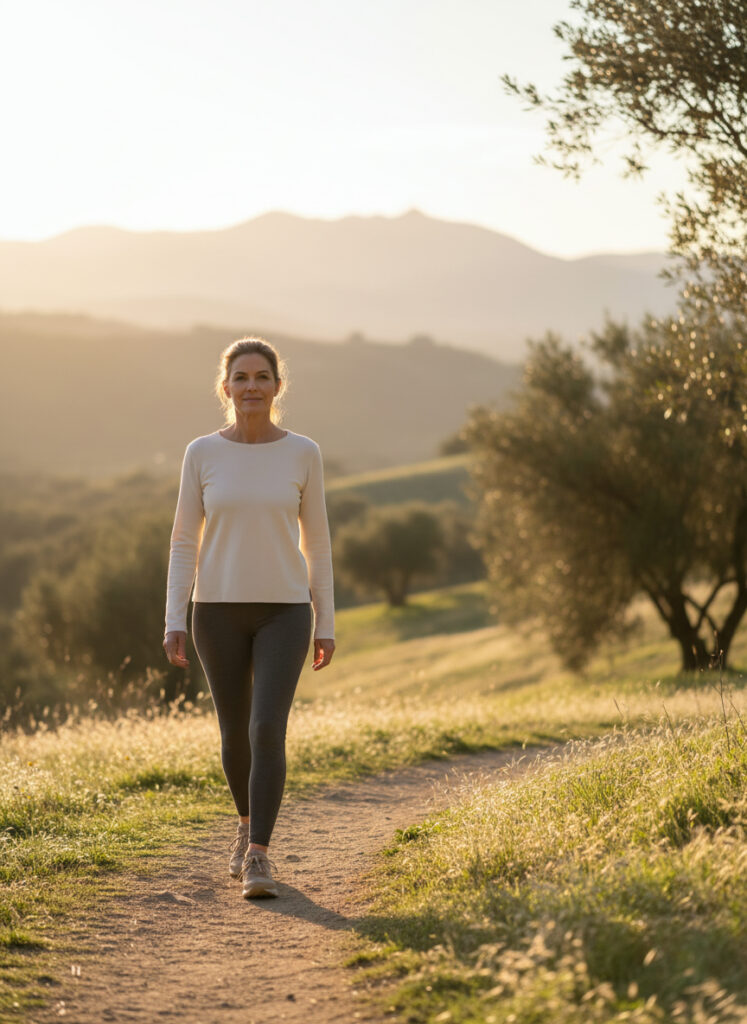 women walking in the woods