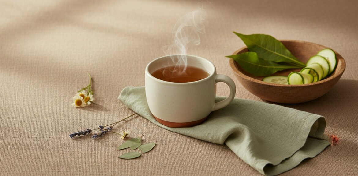 Gut, Immune & Inflammation Support table with tea on it